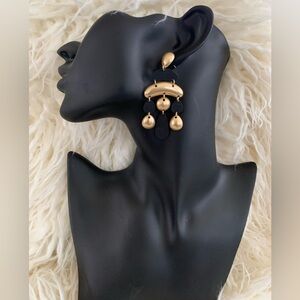 Matte Gold and Black Chandelier Dangle Earrings
